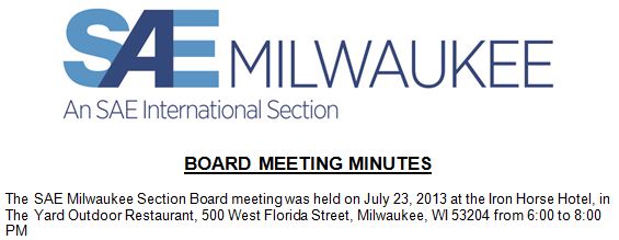 July 2013 Board Meeting Minutes