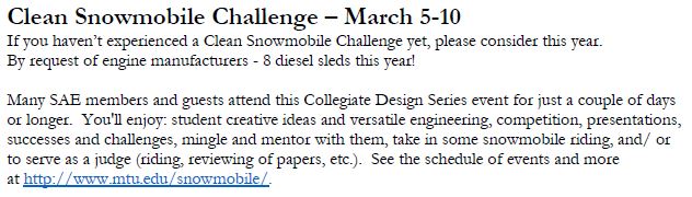 Clean Snowmobile Challenge 2018
